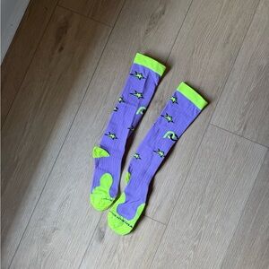 Purple and Green Star Patterned Socks